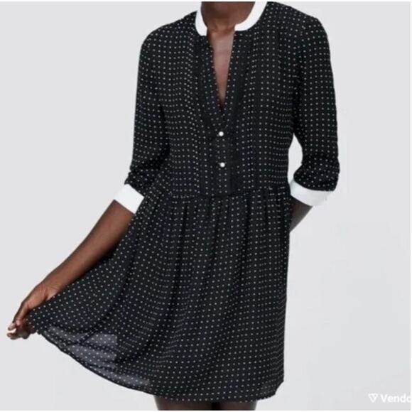 Zara Dress Womens X Small Black White Polka Dot Button Shift Oversized - Picture 1 of 9